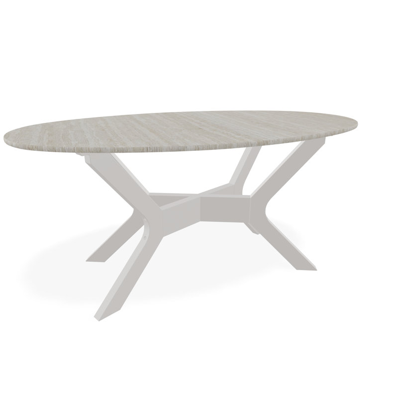 Table basse d'extérieur 24 po x 42 po, Blanc / gris chaud, Polymère de qualité marine