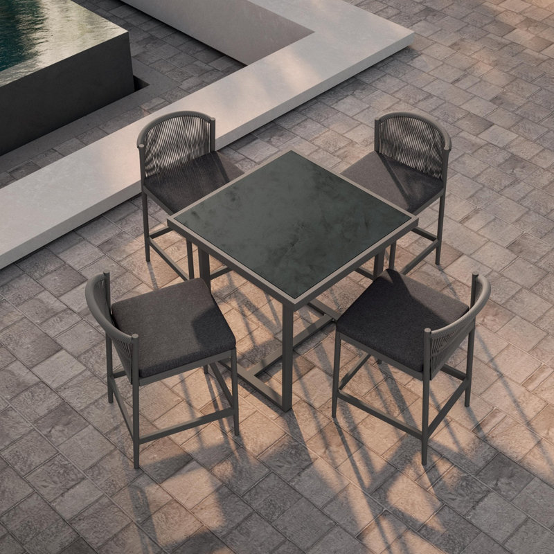 Pavia 35" Bar Table - Dekton Top, Charcoal, Micron