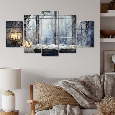 Blanc et gris antique campagne charmante de fenêtre - ferme, art mural multi-panneaux