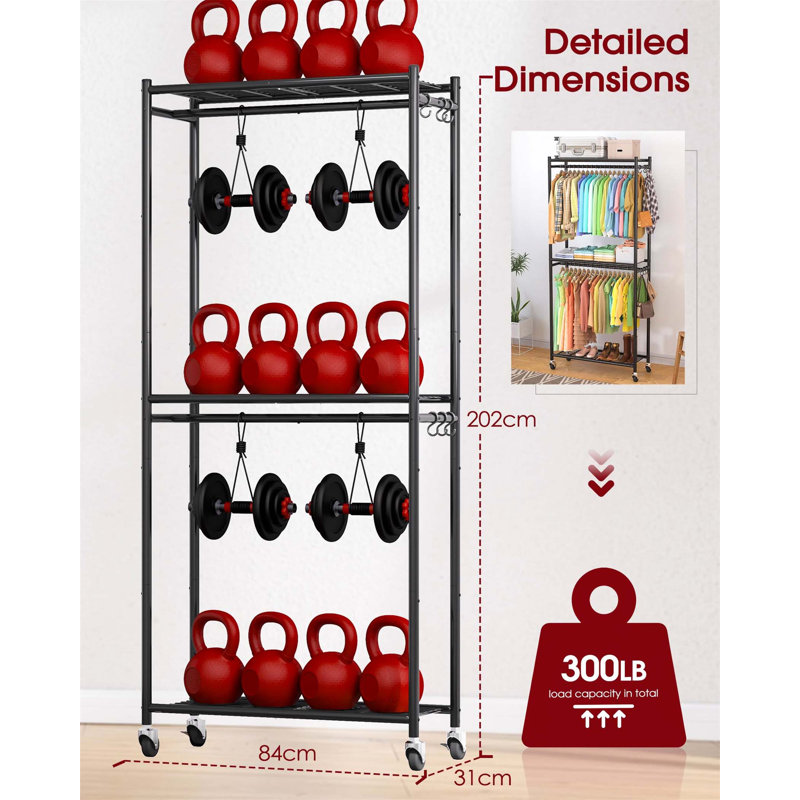 Bonville 84cm Rolling Clothing Rack, Black
