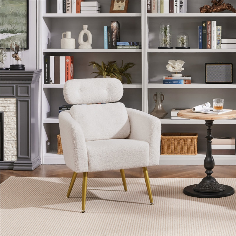 Color Upholstered Accent Chair, White