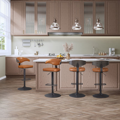 Kinchela Swivel Adjustable Height Faux Leather Barstool