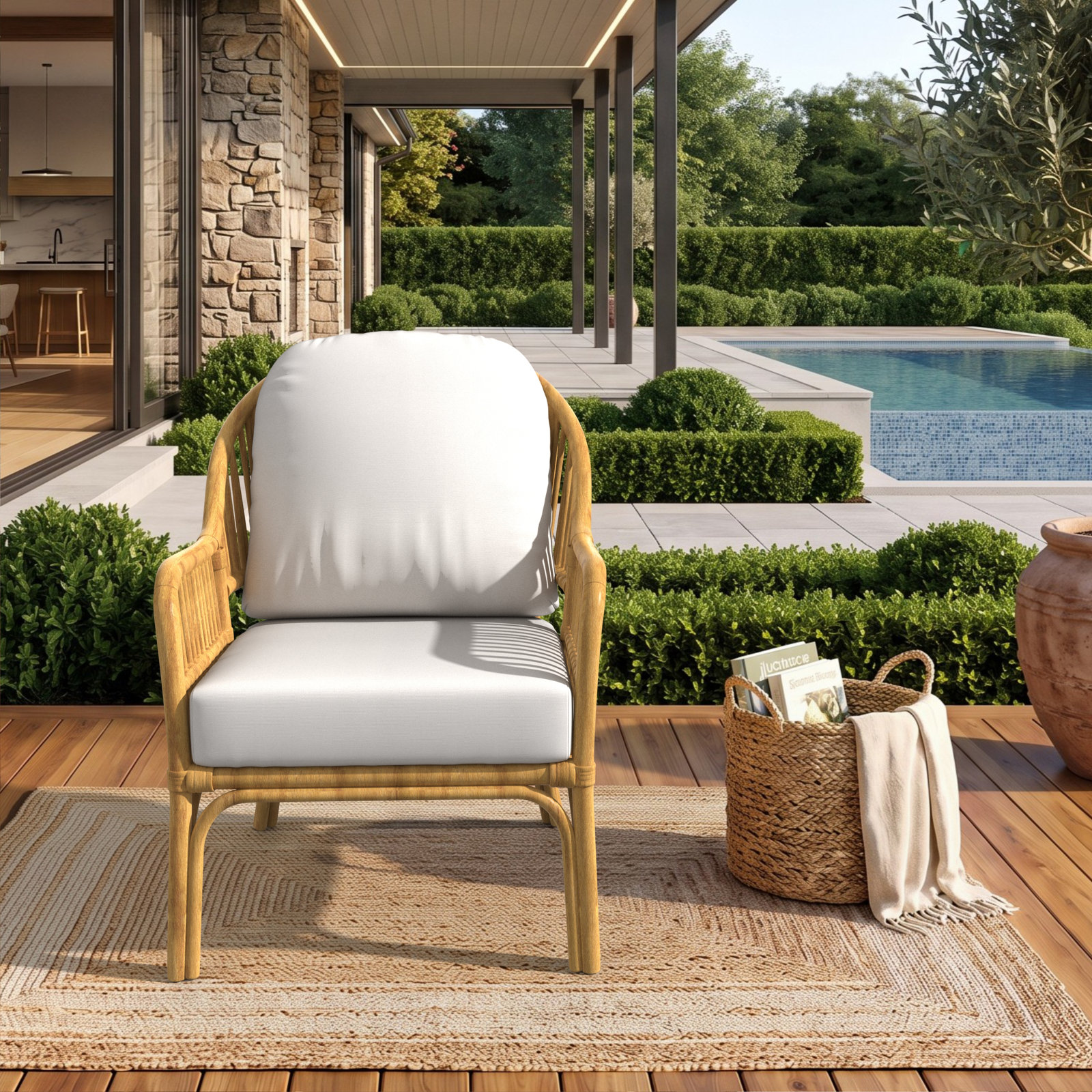 Amala 22" Sunbrella® Seat and Back Cushion, Canvas Natural Sunbrella® Canvas