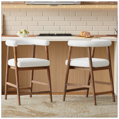 Tabourets de bar de 24,5 po de hauteur avec dossier, tabourets de comptoir confortables pour îlot de cuisine / salle à manger, ensemble de 2