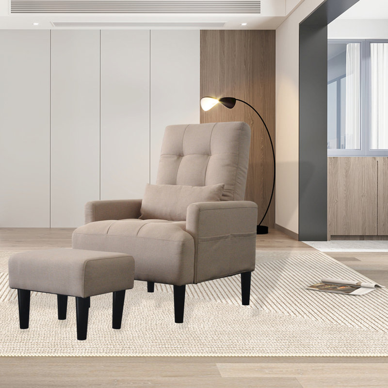Fauteuil inclinable en tissu gris avec rembourrage confortable et lit de salon moderne de style loisir - réglable en 5 angles, poussoir, gris, doux