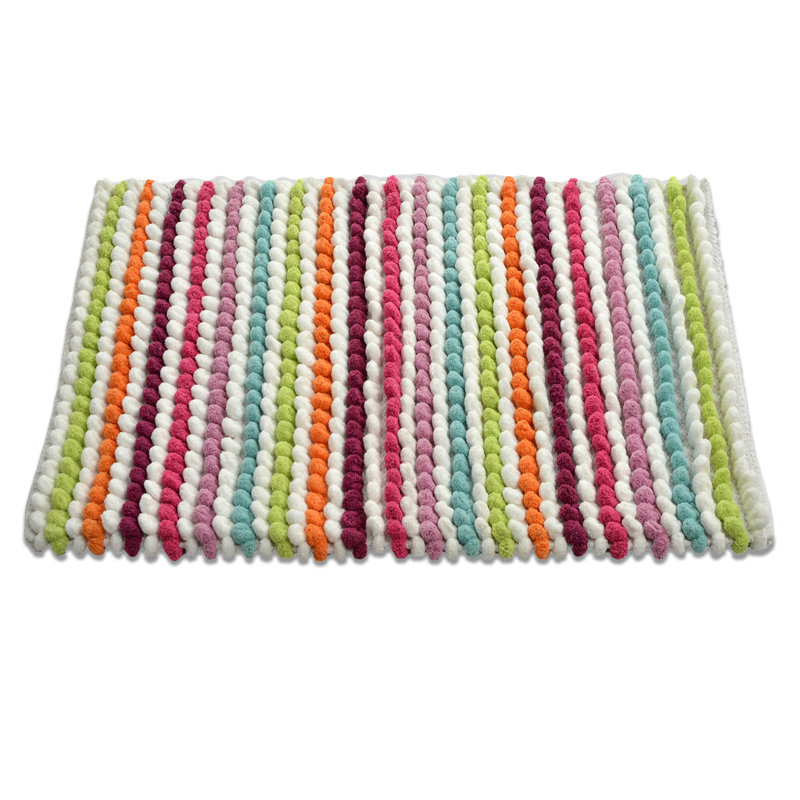 Alisbha Striped Chunky Bobble Bath Mat, Rainbow