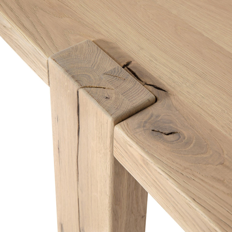Matei 86 in. Solid Wood Console Table, Bleached Oak