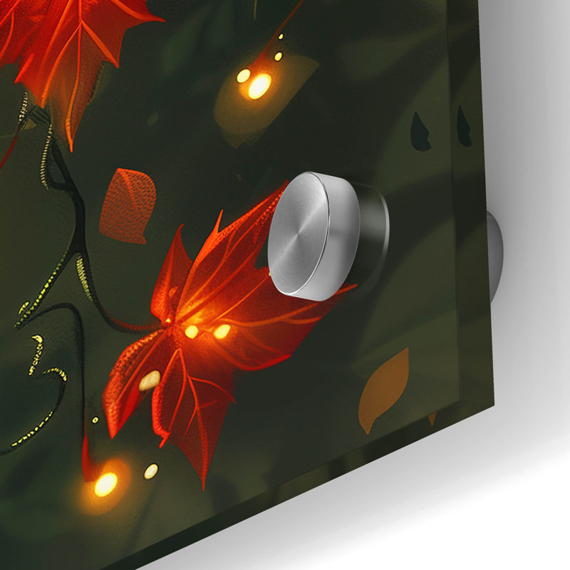 Art mural en verre acrylique 24 po x 24 po «Glow Maple» par r3darch0n Winston Porter, H 24 po x l 24 po x P 0,2 po