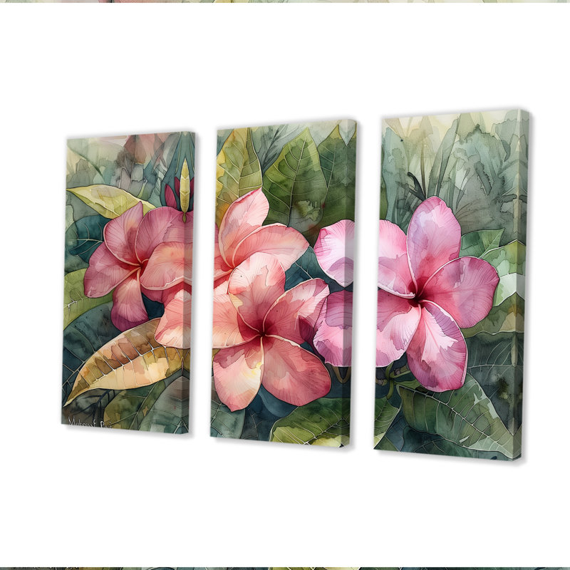 Greilickville - ensemble d'art mural Plumeria, Toile tendue, H 32 po x l 48 po x P 1 po