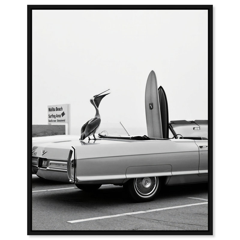 Pelican Speaks Canvas Animals Print by Oliver Gal, Black Frame, 16 x 20, 17"H x 21"W, Black Floater Frame
