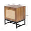 Table de chevet en rotin naturel avec 2 tiroirs