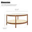 Table basse 33 po ronde avec plateau en verre et tablette