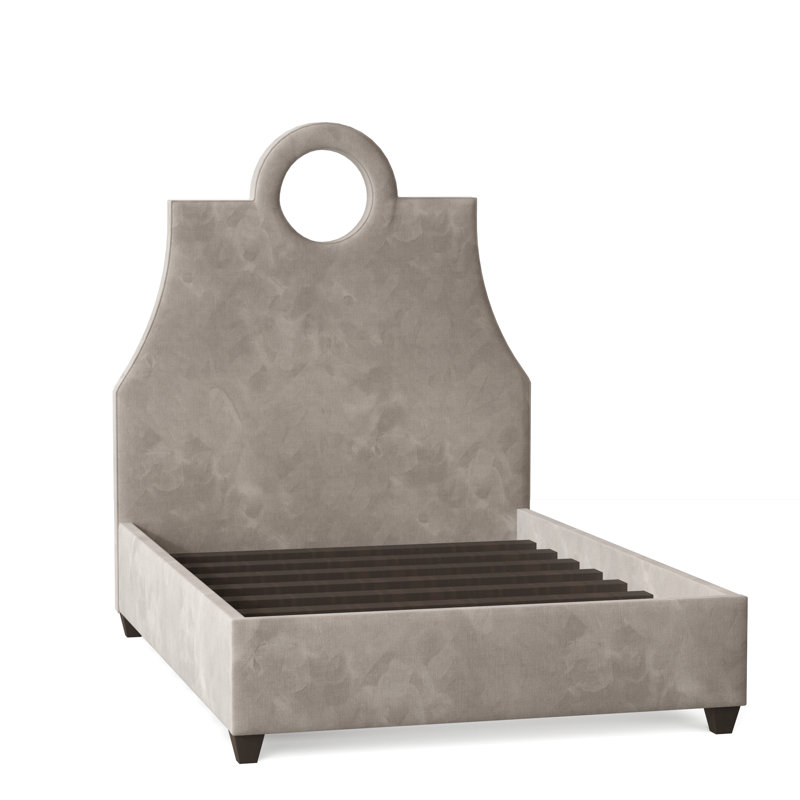 Tess Upholstered Bed, Queen, Bella Black Performance Velvet, Brown Mahogany
