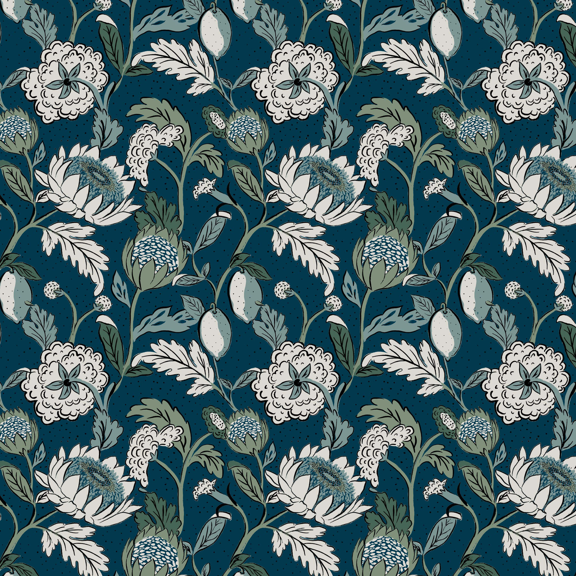 Arkins Floral Cotton Throw Pillow, 20, Pillow Cover Only - No Insert, Navy