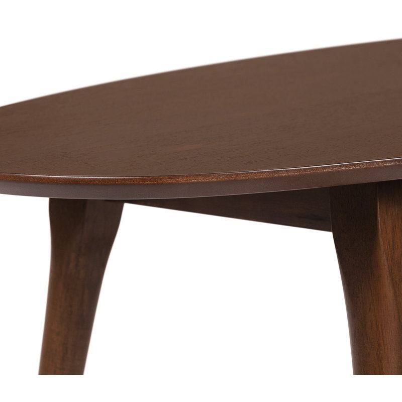 Walnut Oval Wood Coffee Table with Storage