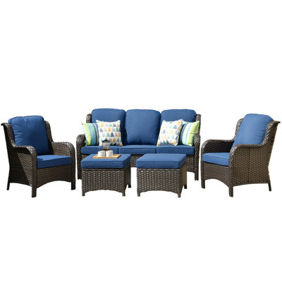 Kanijah Wicker/rattan 5 - Person Seating Group With Cushions by Red Barrel Studio