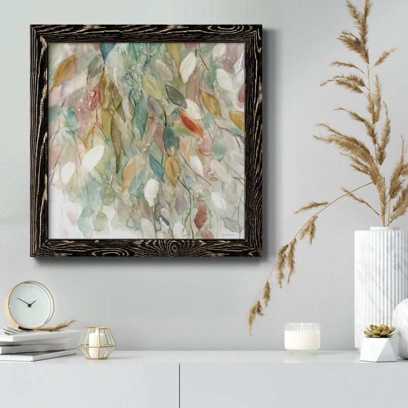 Rainy Cascade - Reproduction d'art sur toile encadrée, Toile avec cadre noir, H 34,5 po x l 34,5 po x P 1,5 po
