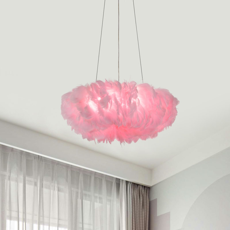 Luminaire suspendu à DEL 1 lumière Greenville avec abat-jour rose Mercer41