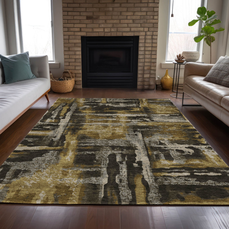 Tapis intérieur / extérieur lavable à la machine Xhevrie, Rectangle 10 pi x 14 pi