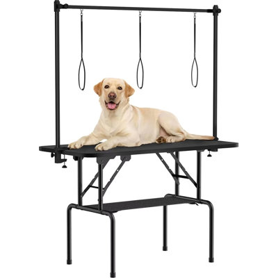 46 Inch Foldable Dog Grooming Table with Adjustable Arm, Nooses & Storage Basket - Non-Slip Pet Grooming Station for Dogs & Cats - Supports Up to 300 lbs (46 inches)
