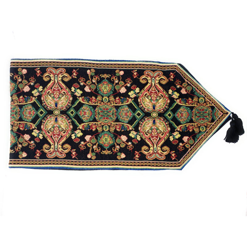 Chemin de table Paisley, Noir, L 120 po x l 1 po