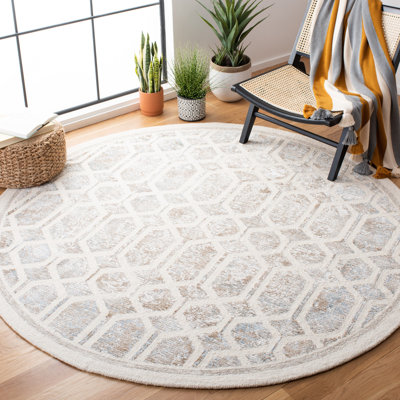 Tapis gris / beige en laine / viscose touffeté à la main Audreyna 600