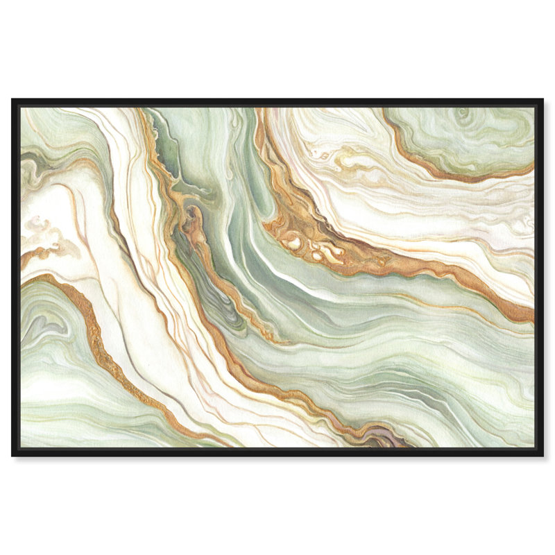 Green and Gold, Black Framed, 31" H x 46" W