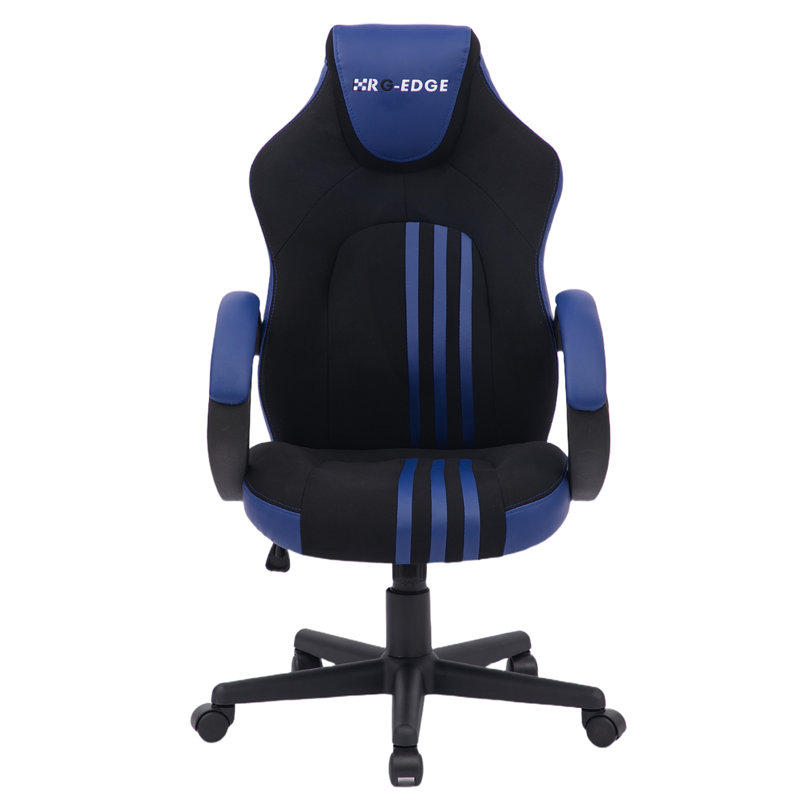 17 Stories Adjustable Ergonomic Swiveling PC & Racing Game Chair, Black/Blue