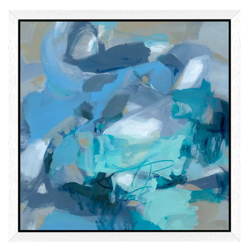 Abstract Blues I by Christina Long - Print on Canvas, 45.72 cm H x 45.72 cm W, White Floater Framed