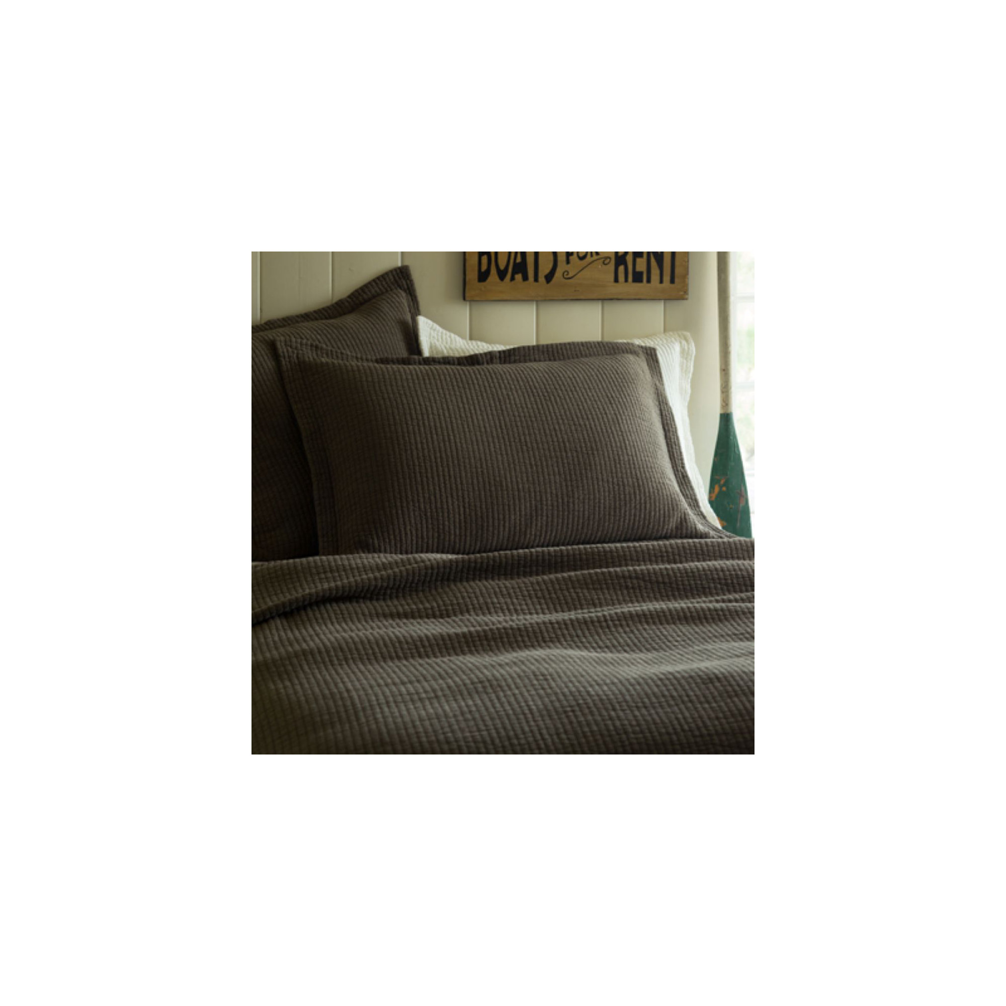 Hudson Stripe Cotton Blend Sham Set, Olive, King