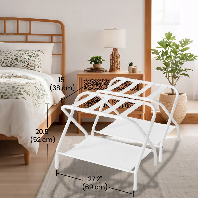 Ensemble de 2 porte-valises, porte-bagage pour hôtel avec tablette en tissu, pour chambre d'amis, chambre à coucher, pliable