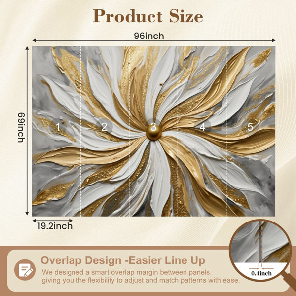 Red Barrel Studio Peel and Stick Wallpaper Abstract White Gold Floral ...