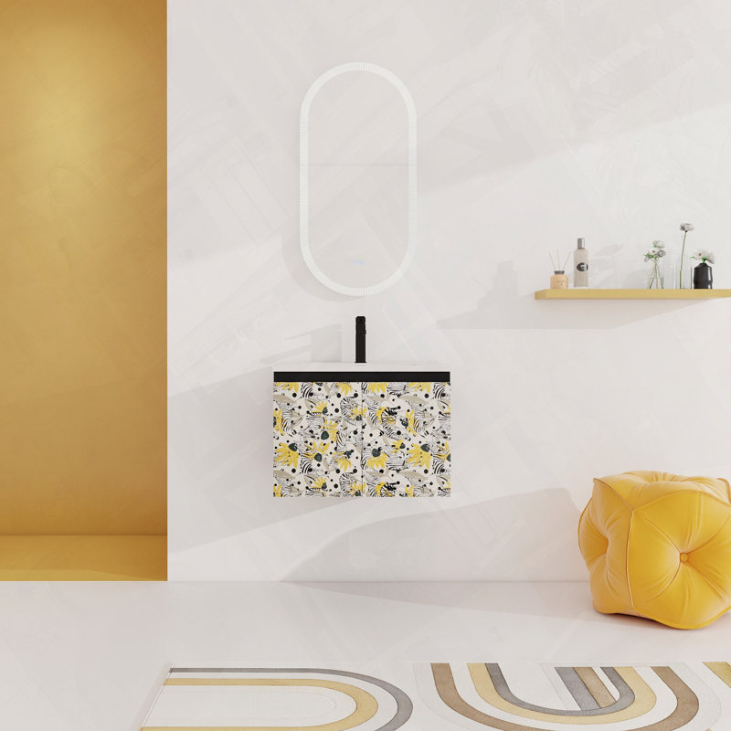Meuble-lavabo flottant mural avec évier en céramique