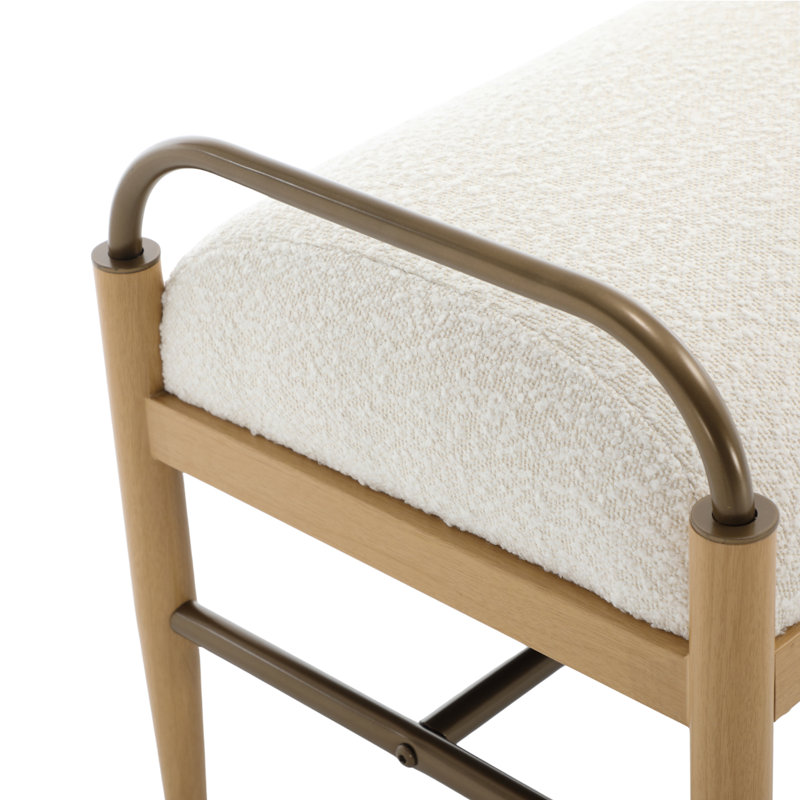 Modern Bench With Metal Frame, Polyester Beige /Natural