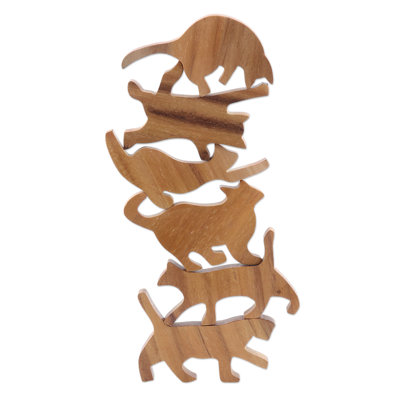 Jeu en bois de teck Jariah Handmade Ninja Cats (6 pièces)