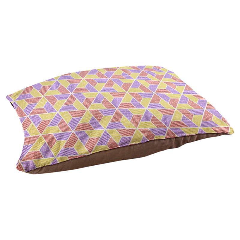 Byrge Geometric Pet Bed, Medium (28" W x 18" D x 19.5" H), Yellow/Purple/Red