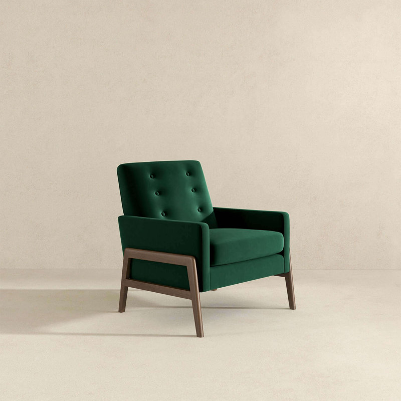 Méridienne Cole, Green Cushion/Walnut Frame