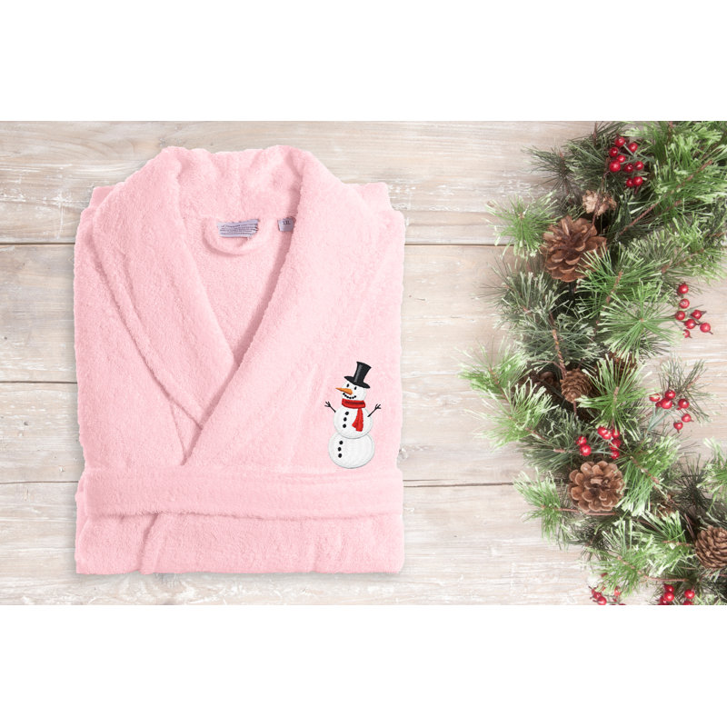 Peignoir en toile de coton turque brodé 100% coton, G / TG, Rose