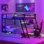 Lit superposé en métal noir avec bureau intégré et 2 tiroirs apaisants - Solution pour chambre double