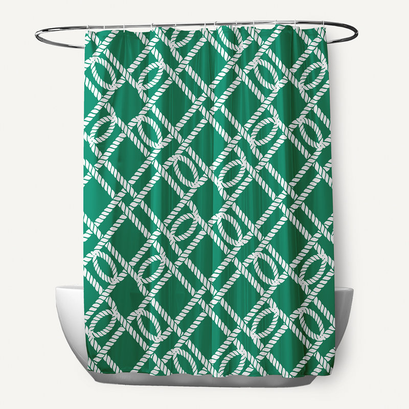 Rideau de douche simple à motif géométrique Ludwig, Vert