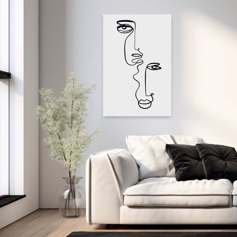 Visages 2, art abstrait minimaliste, H 36 po x l 24 po