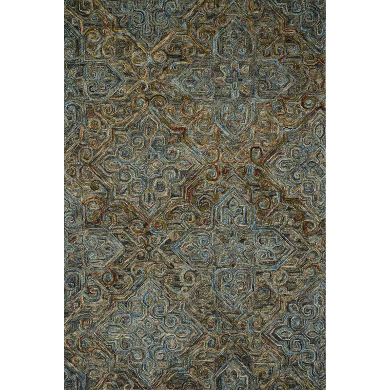 Tapis gris anthracite en laine crocheté à la main Asan, Rectangle 2 pi 3 po x 3 pi 9 po