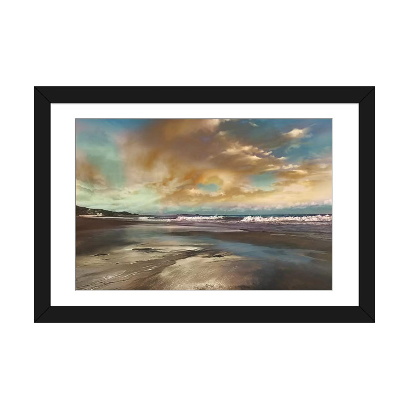 " Reflection " by Mike Calascibetta, 16" H x 24" W x 1" D, Black Framed Paper, White