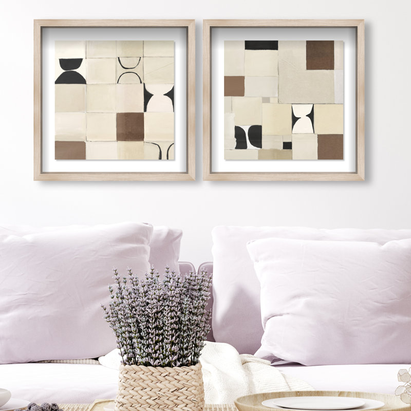 Boho Tiles Set by Oliver Gal, 17.5" H x 17.5" W, Natural Oak Shadowbox