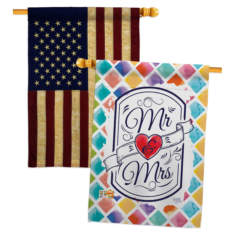 Double Sided 40'' H x 28'' W Polyester Wedding House Flag
