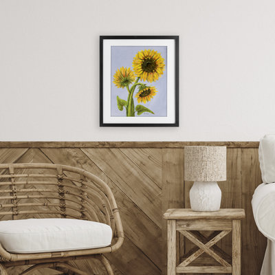 «Sunflower Trio Against Blue», reproduction encadrée sous verre, conception de Patti Bishop
