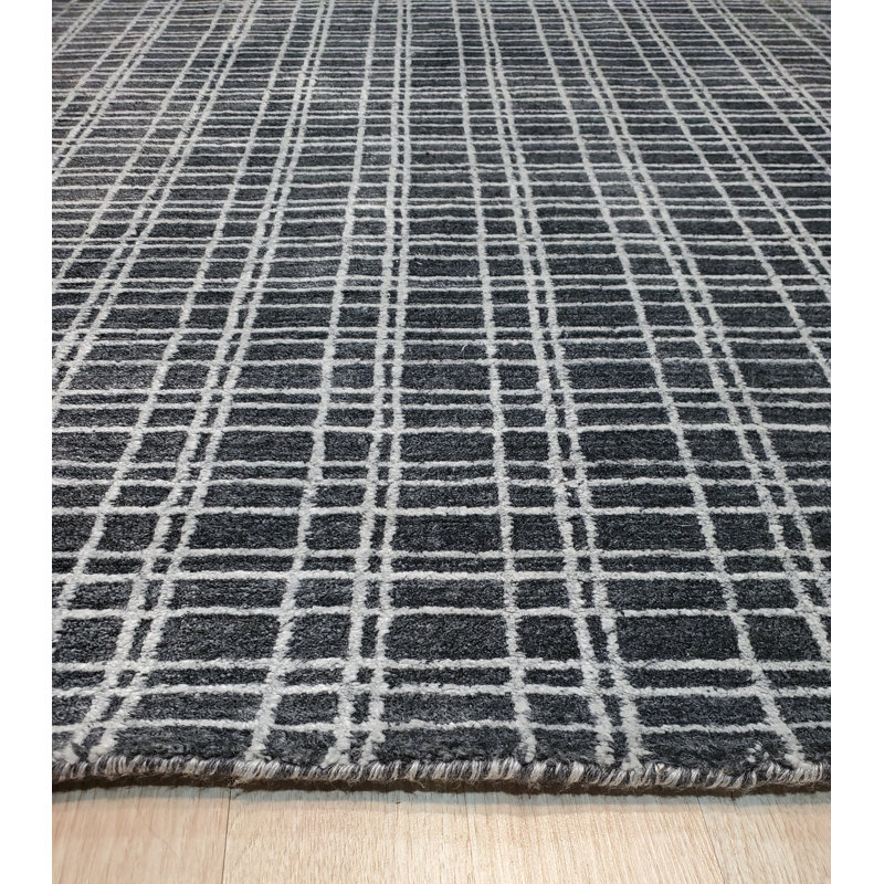Tapis gris anthracite en laine et viscose Gopal, Rectangulaire 8 pi x 10 pi