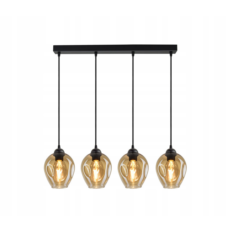 Tenterden 4 - Light Black Cluster Pendant, Honey