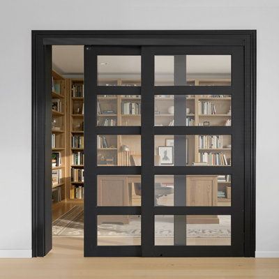 Ensemble de quincaillerie de porte coulissante de dérivation, quincaillerie de porte de contournement à double rail en alliage d'aluminium de 6 pi, coulissante lisse et silencieuse, facile à installer, pour un système à 2 portes de 1 po à 1 3/4 po d'épaisseur et de largeur 36 po, pour placard