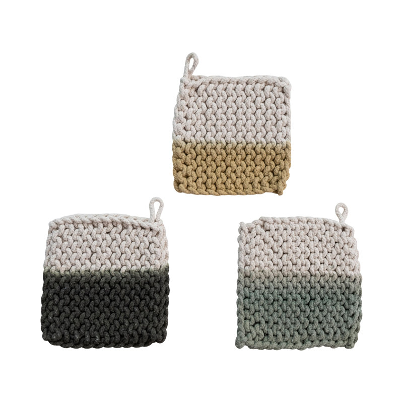 Creative Co-Op Cotton Potholder Set